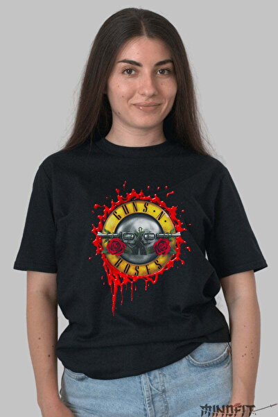 GILDAN Tricou Guns N Roses Emblema Rock Cu Trandafiri Dama