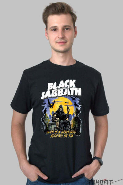 GILDAN Tricou Black Sabbath Born In A Graveyard Barbat