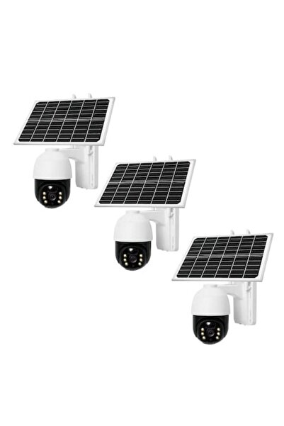 Optim Solution Set de 3 camere de supraveghere cu panouri solare