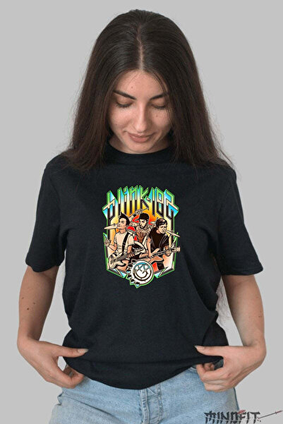 GILDAN Tricou Rock Blink 182 Band Cartoon Style Dama