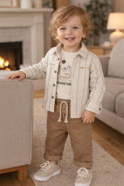 Babyhola Araba Printed Muslin Fabric Baby Boy Three-Piece Set 2215