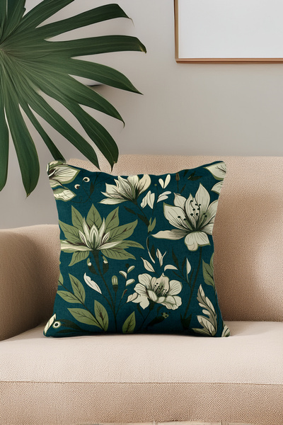 ÖZENEV Декоративна подушка з квітковим візерунком з оксамиту