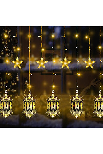 Yoawllty ستارة أضواء على شكل نجمة رمضان ثنائية الأبعاد - 8 أوضاع إضاءة LED تع...