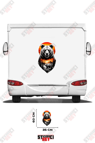 STİCKERCI BEY Nature Patterned Bear Visual Caravan Sticker Coating