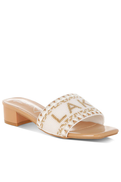 london Rag Women 'Lake' Como Beaded Slip-On Heels in Beige