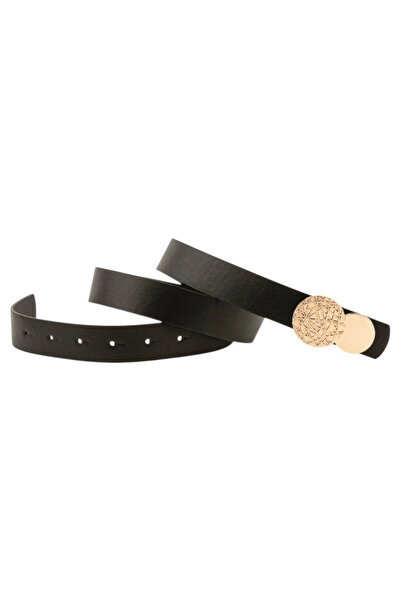 Cool & Sexy حزام نسائي أسود بمشبك دائري منقوش