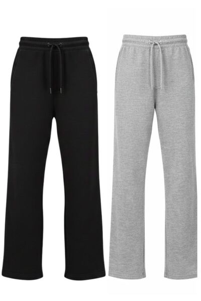 NACRE Oversized Wide Leg Sweatpants Relaxed Fit Black-Grey