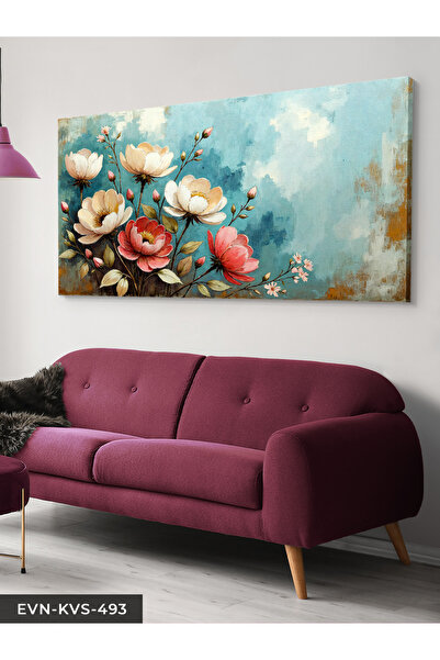 Evinemoda Pânză cu flori roz și albe - Tablou pe pânză
