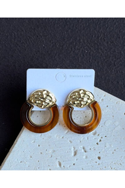 deva takı Flower Dangle Earrings- Drop Stone Earrings- Steel Earrings