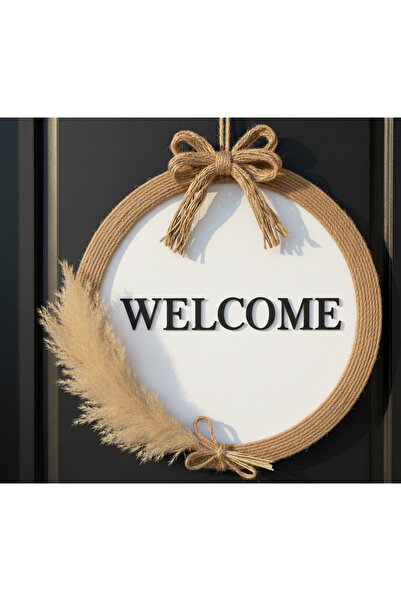 PAŞAOĞLU PLEKSİ 25CM Ahşap yapışkansız asma ipli Kapı Süsü Welcome Ahşap- Ev ...