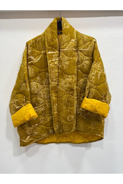 della moor Women's Mustard Italian Low Sleeve Floral Pattern Cotton O Oversiz...