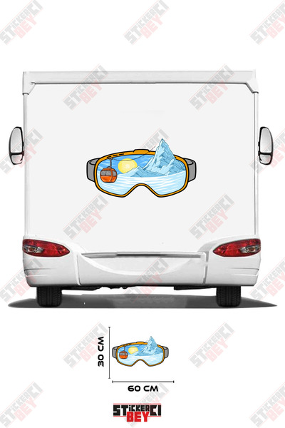 STİCKERCI BEY Mountain Patterned Snow Goggles Caravan Sticker Coating