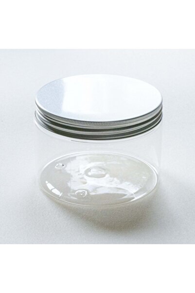AJM CLEAR PET ROUND COOKIES JAR 500 ML + SILVER ROUND
