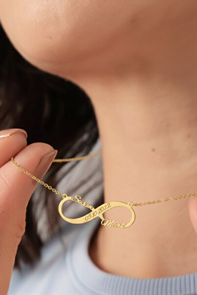 saramary 925 Ayar Gümüş 14 Ayar Altın Kaplama Kişiye Özel İsimli Tarihli Sons...