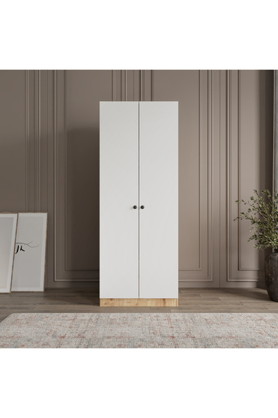 Afilli Altay 2 Kapaklı 2 Çekmeceli Giyinme Dolabı Led Askılıklı Tamamı Mdf