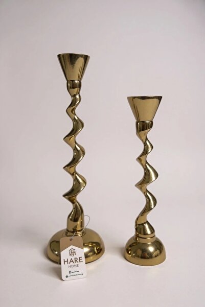 HaRe Home İkili Spiral Şamdan Gold