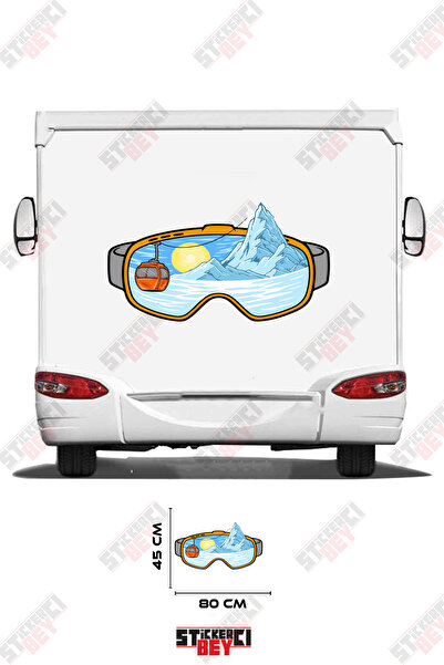 STİCKERCI BEY Mountain Patterned Snow Goggles Caravan Sticker Coating