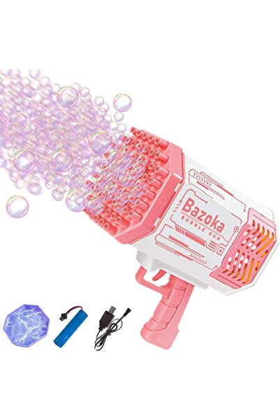 Generic مسدس فقاعات، آلة فقاعات بازوكا بـ 69 فتحة وأضواء ملونة