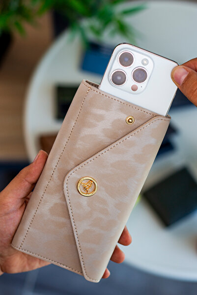 Garbalia Envelope Telefon Ve Bozuk Para Bölmeli Zarf Model Leopar Vizon Kadın...