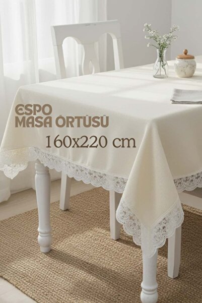 Dantelux Espo Sa šljokicama Lan Stolnjak za 8-12 osoba (160x220 cm) ekru