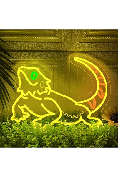 Slasa لوحة نيون على شكل تنين ملتحي - مصباح جداري LED مقاس 39 × 33 سم للأطفال ...