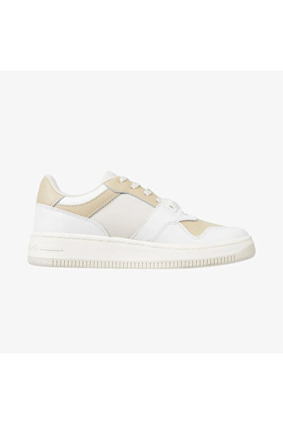 Tommy Hilfiger Tommy Jeans Retro Basket Tonal Deri Kadın Bej Spor Ayakkabı
