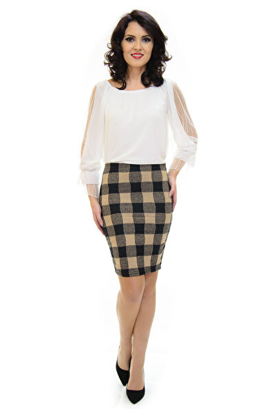 Elis Fashion Beige and black pencil skirt