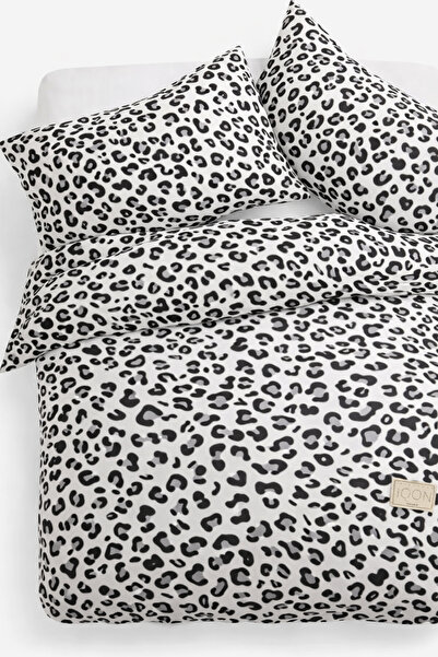 İQON Double Duvet Cover Set Leopard Gray Setçi̇ft