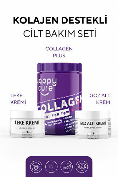 DREAMPARK Kolajen Destekli Cilt Bakım Seti, Leke Karşıtı Bakım Kremi, Göz Çev...