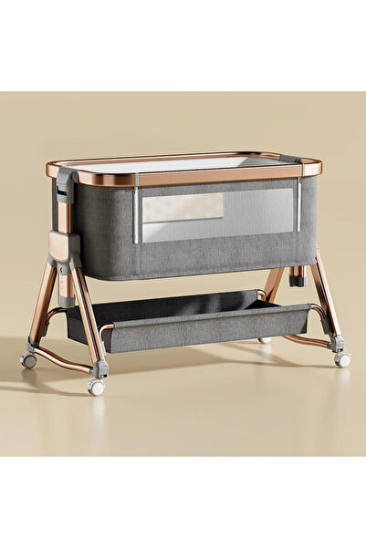 obejana سرير أطفال نكست تو مي رمادي جانبي