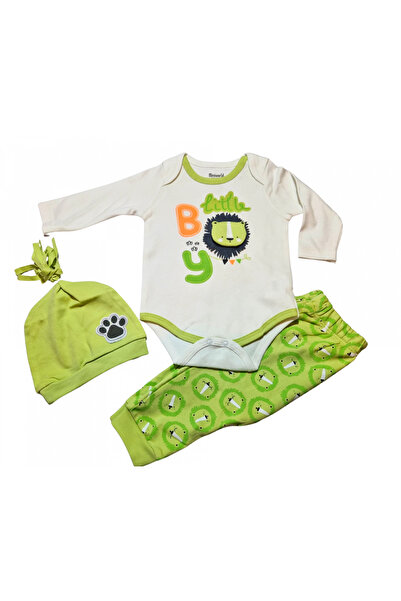 Miniworld Little Boy baby cotton bodysuit, pants and hat set