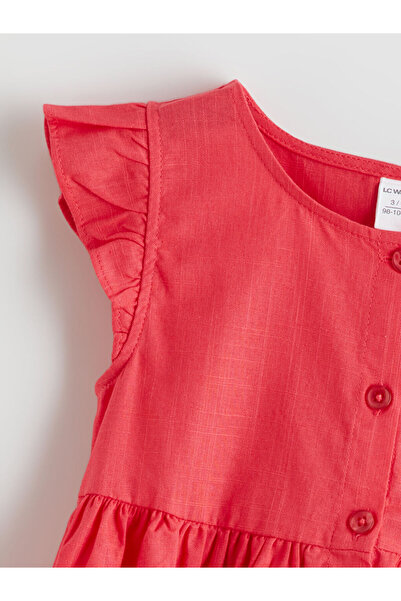 LC Waikiki Κοριτσίστικο φόρεμα με βολάν και λινή όψη