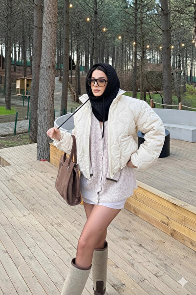 Eka Women's Black Knitwear Balaklava Beanie 594-14911