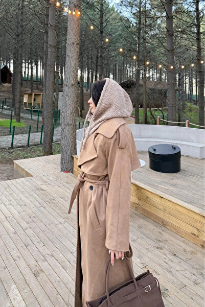 Eka Women's Beige Knitwear Balaklava Beanie 594-14911