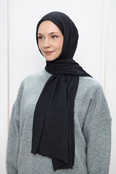 AMİNENESİL Modakashmir Muslin Shawl Black Color