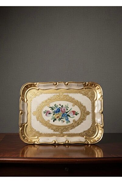 Elips Hediyelik PESCARISSI DİKDÖRTGEN GÜL AĞACI TEPSİ 2KİŞİLİK