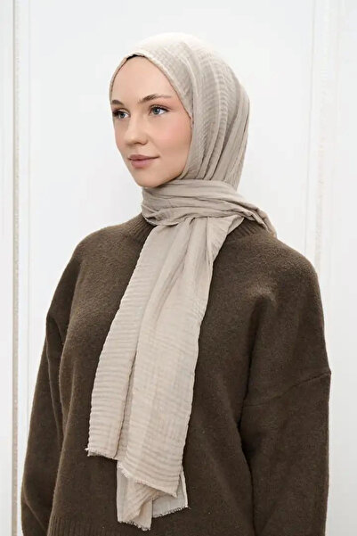 AMİNENESİL شال مودا كشمير من الموسلين بلون حجري