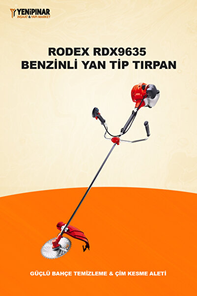 Rodex RDX9635 Benzinli Yan Tip Tırpan | Güçlü Bahçe Temizleme & Çim Kesme Aleti