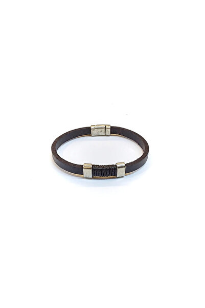 HER ŞEY NOTA www.herseynota.com Dark Brown Line – Brown Leather Men's Bracele...