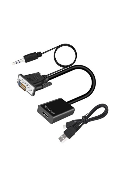 WOZLO Vga Hdmi Çevirici Dönüştürücü Kablo Ses Destekli Vga To Hdmi