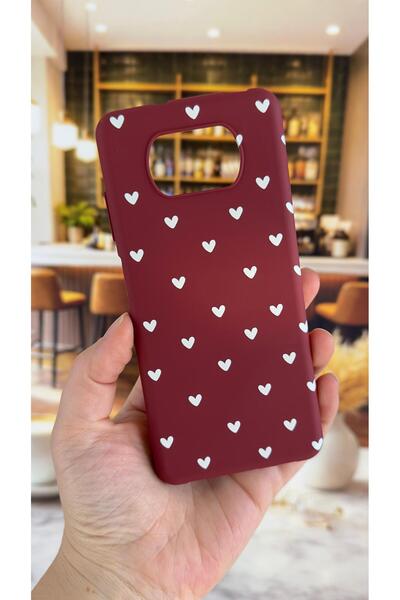 Vip Case Poco X3 and X3 Pro Compatible White Heart Pattern Silicone Shock-Abs...