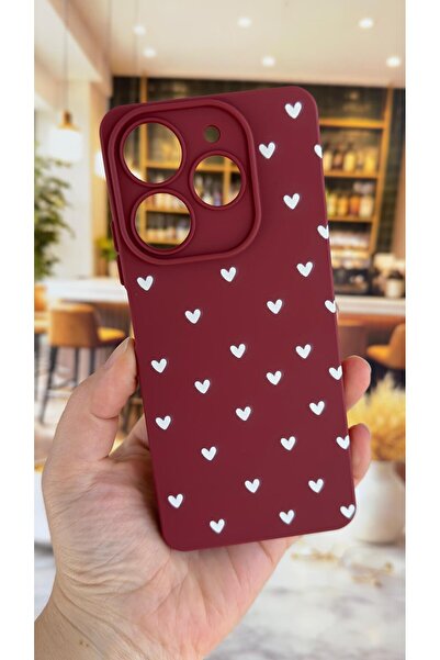 Vip Case Tecno Spark 10 Pro Compatible White Heart Patterned Silicone Shock-A...