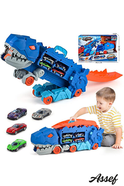 assef Dino Track 2 in 1 Araba Yutan Katlanabilir Ultimate T-Rex Tır Araba Yut...