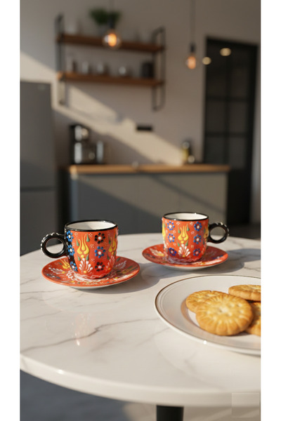RGS HOMELİFE 2-Piece Handmade Turkish Coffee Cup Set, Ceramic Tea, Coffee Cup...