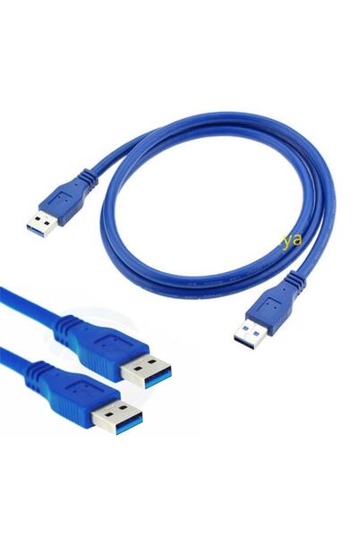 WOZLO Usb 3.0 Erkek Erkek Kablo Mavi - Iki Ucu Erkek Usb Kablo - 3 Mt