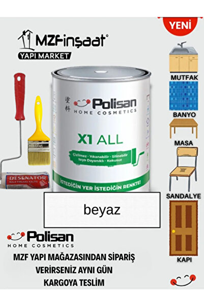 Polisan X1 All Yeni Nesil Dönüşüm Boyası 0.75 lt + 10 cm Mini Rulo + Kestirme...