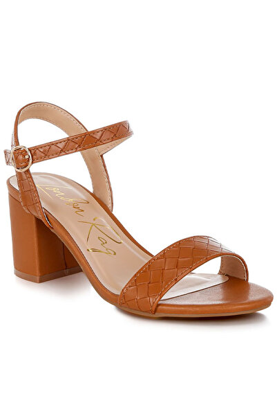 london Rag Women Block Heeled Slip On Sandals in Tan