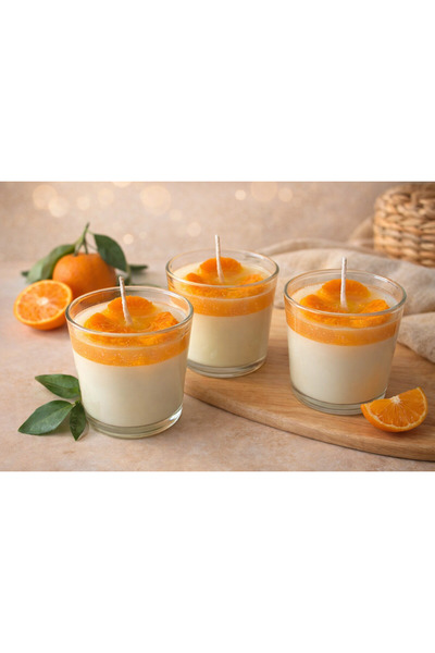 MyWorldorganization Cam bardakta mandalina desenli soya wax ve jel mum, 1 adet