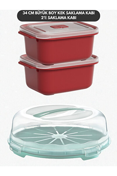 PONÇİK BEBEK Cake Pastry Storage Container, Lockable Glass Transport Box 34cm...