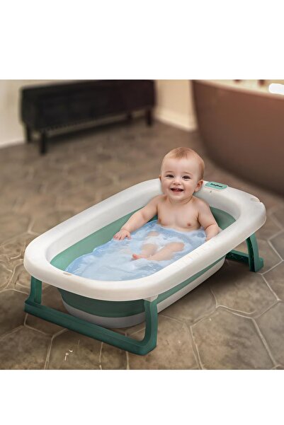 BAYBEE Foldable Baby Bathtub Green with Anti-Skid Base, Portable Kids Bath Tu...